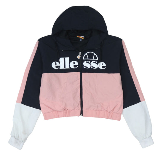 Ellesse Womens Multicoloured Hooded Cropped Bomber Jacket UK 14