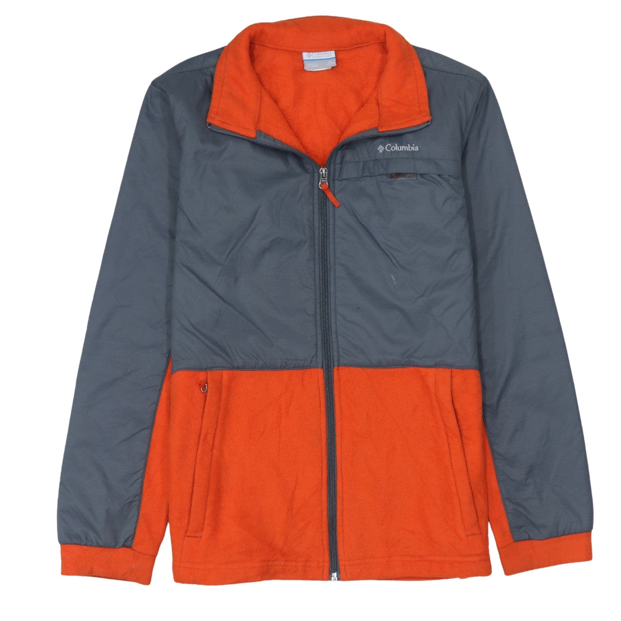 Columbia Mens Orange Grey Full Zip Fleece Jacket Size S Outdoor