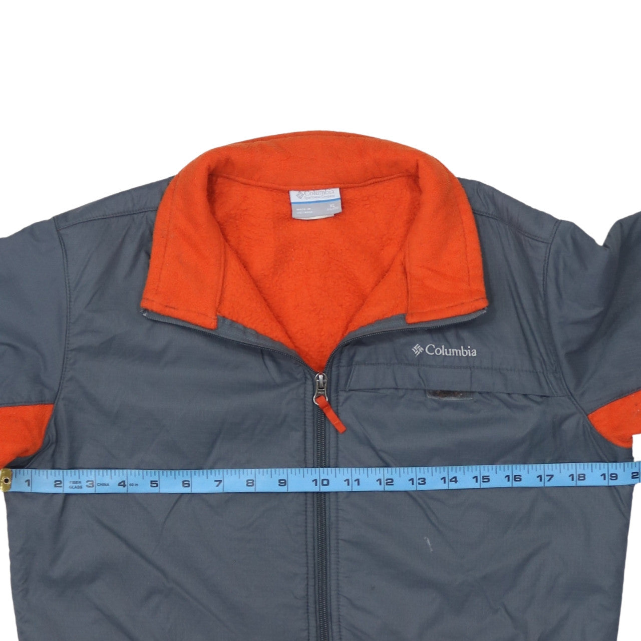Columbia Mens Orange Grey Full Zip Fleece Jacket Size S Outdoor