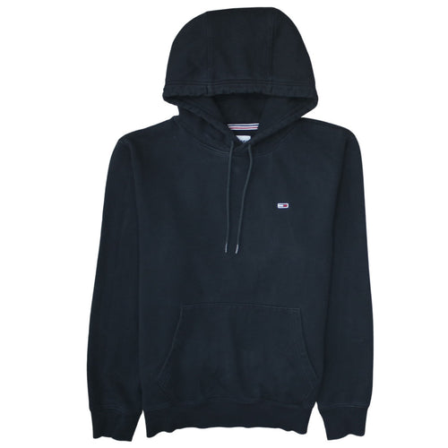 Tommy Jeans Men's Black Pullover Hoodie Size M Logo Fleece Sweatshirt
