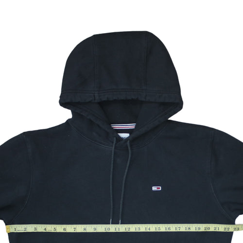 Tommy Jeans Men's Black Pullover Hoodie Size M Logo Fleece Sweatshirt