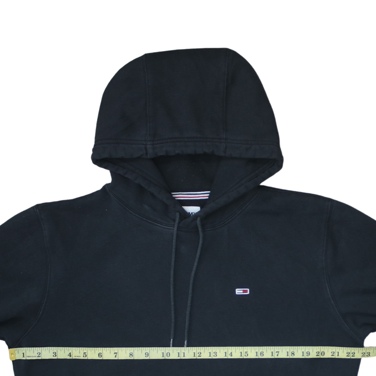 Tommy Jeans Men's Black Pullover Hoodie Size M Logo Fleece Sweatshirt
