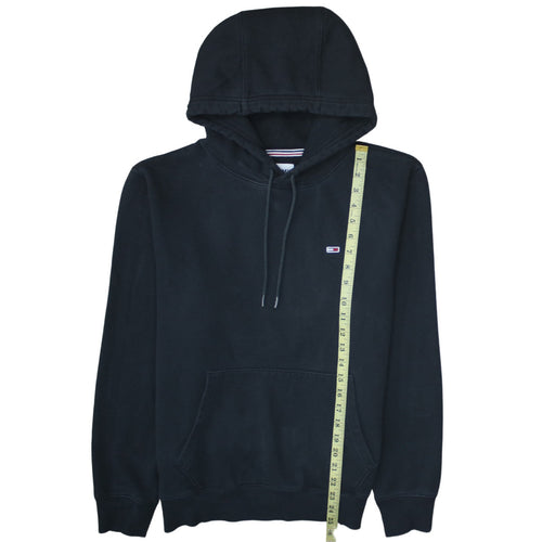 Tommy Jeans Men's Black Pullover Hoodie Size M Logo Fleece Sweatshirt