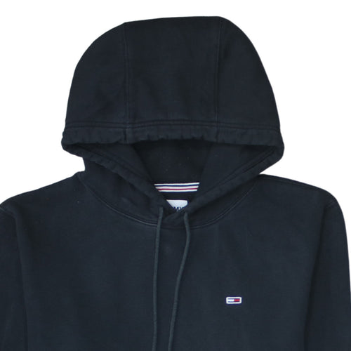 Tommy Jeans Men's Black Pullover Hoodie Size M Logo Fleece Sweatshirt