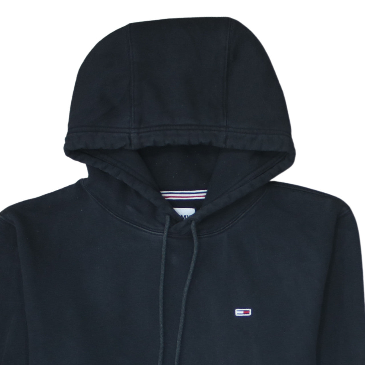 Tommy Jeans Men's Black Pullover Hoodie Size M Logo Fleece Sweatshirt
