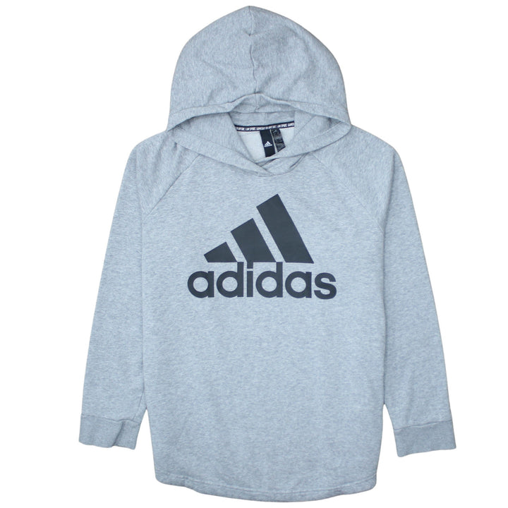 Adidas Womens Grey XL Pullover Hoodie with Logo Print