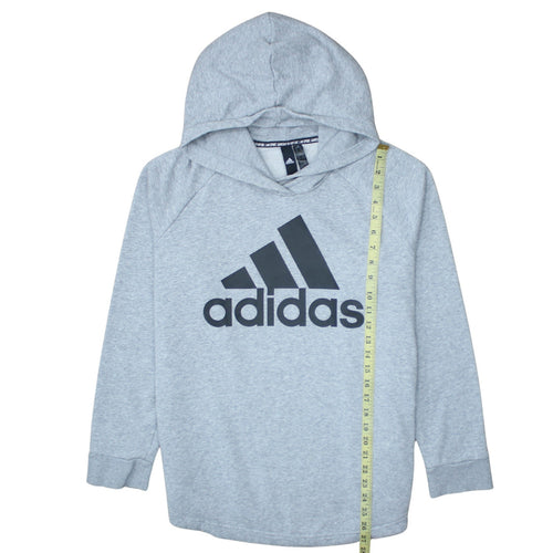Adidas Womens Grey XL Pullover Hoodie with Logo Print