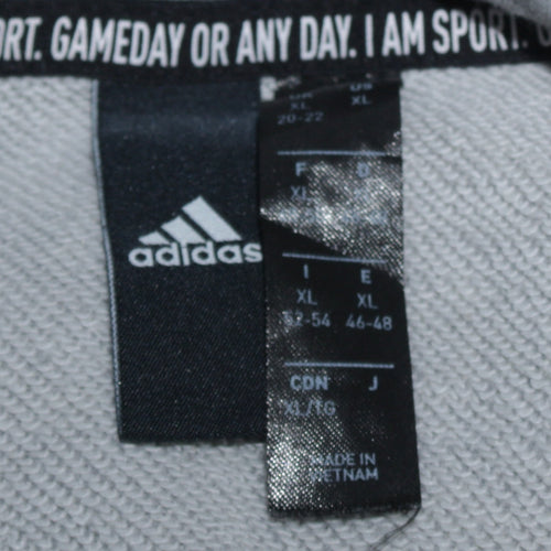 Adidas Womens Grey XL Pullover Hoodie with Logo Print