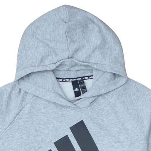 Adidas Womens Grey XL Pullover Hoodie with Logo Print