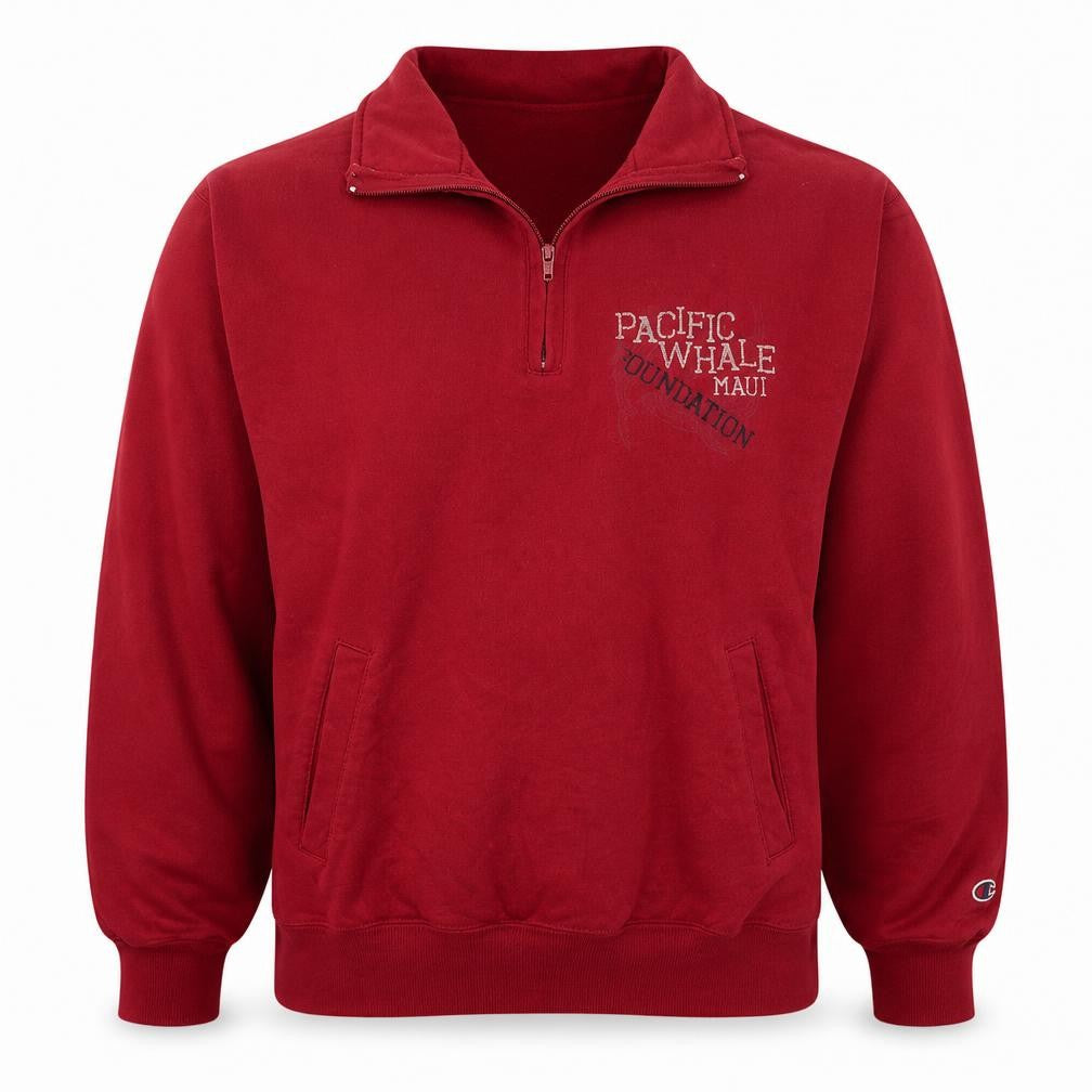 Champion Men Red 1/4 Zip Fleece Sweatshirt Pacific Whale Foundation M