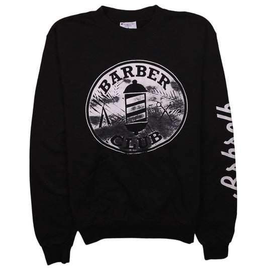 Champion Men's Black Graphic Barber Club Sweatshirt Small Pullover