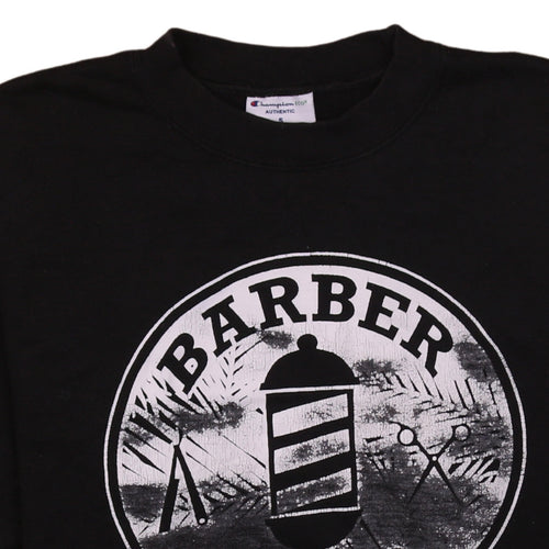 Champion Men's Black Graphic Barber Club Sweatshirt Small Pullover