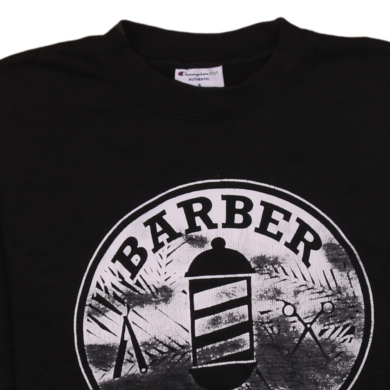 Champion Men's Black Graphic Barber Club Sweatshirt Small Pullover