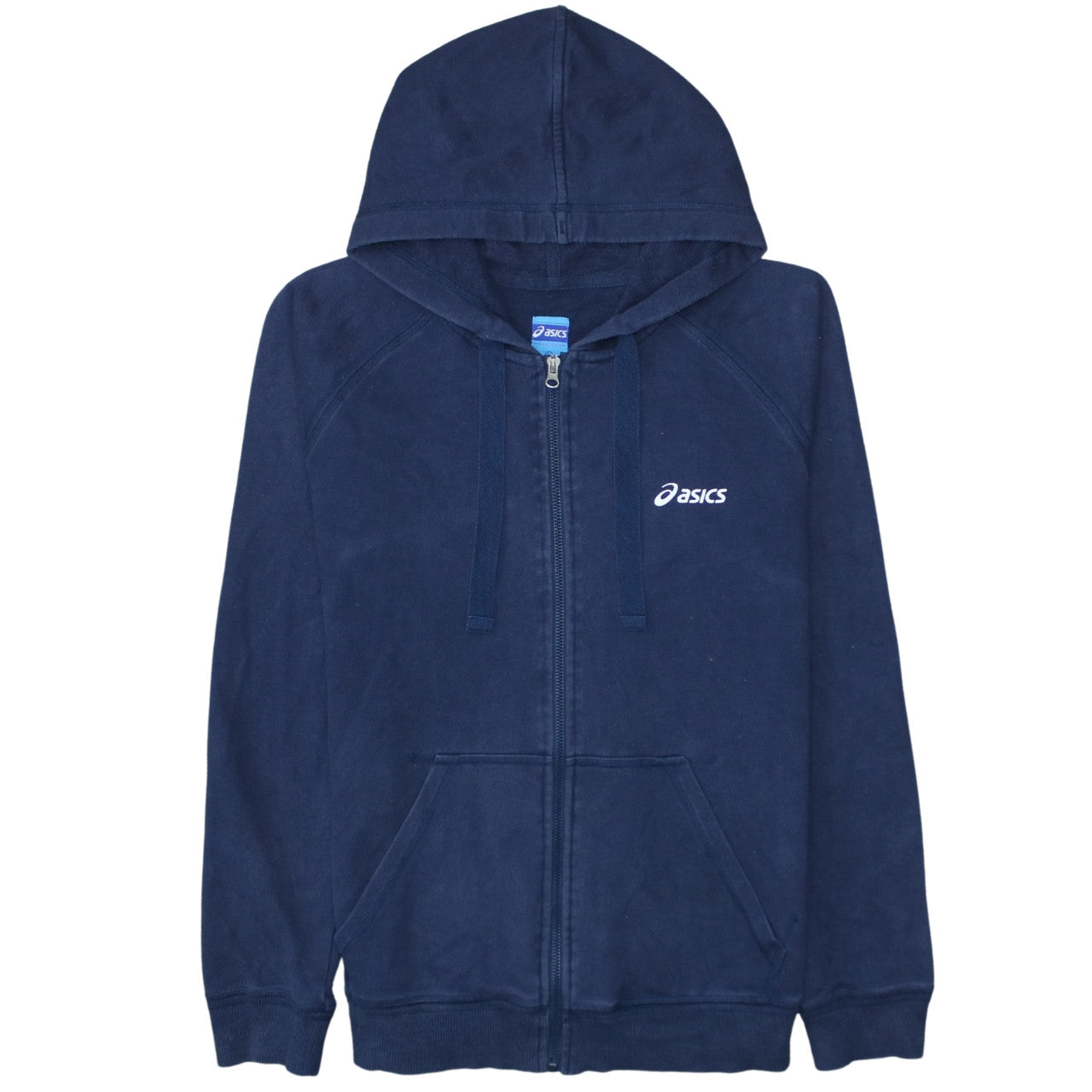 Asics Men's Blue Full Zip Hoodie Size L Sports Fleece Sweatshirt