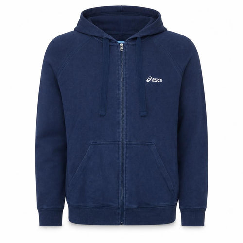 Asics Men's Blue Full Zip Hoodie Size L Sports Fleece Sweatshirt