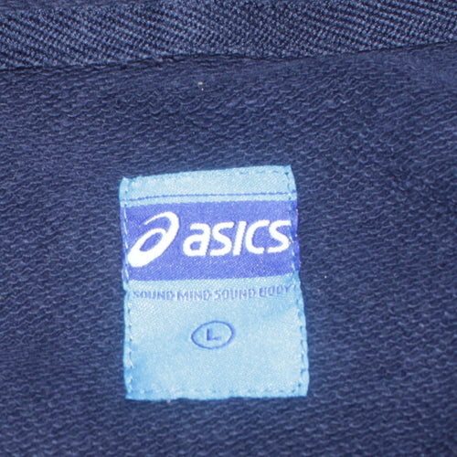 Asics Men's Blue Full Zip Hoodie Size L Sports Fleece Sweatshirt