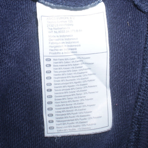 Asics Men's Blue Full Zip Hoodie Size L Sports Fleece Sweatshirt