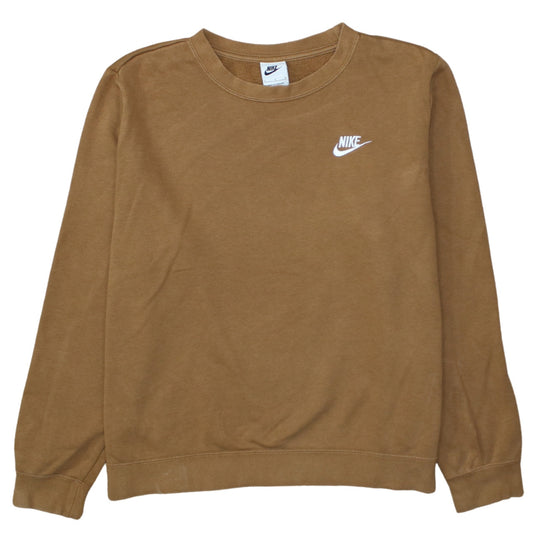 Nike Men's Brown Logo Crew Neck Pullover Sweatshirt Size L