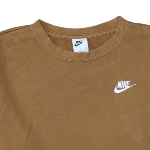 Nike Men's Brown Logo Crew Neck Pullover Sweatshirt Size L