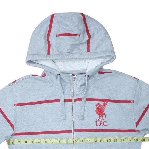 Liverpool FC Men's Grey Full Zip Hoodie Size M with Red Stripes