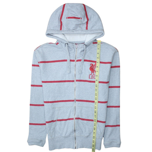 Liverpool FC Men's Grey Full Zip Hoodie Size M with Red Stripes