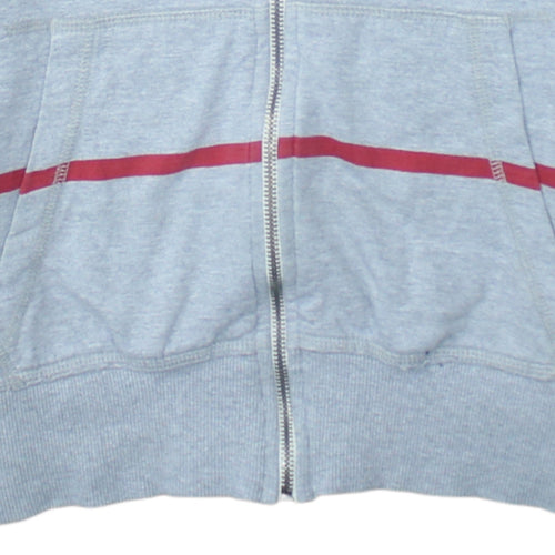 Liverpool FC Men's Grey Full Zip Hoodie Size M with Red Stripes