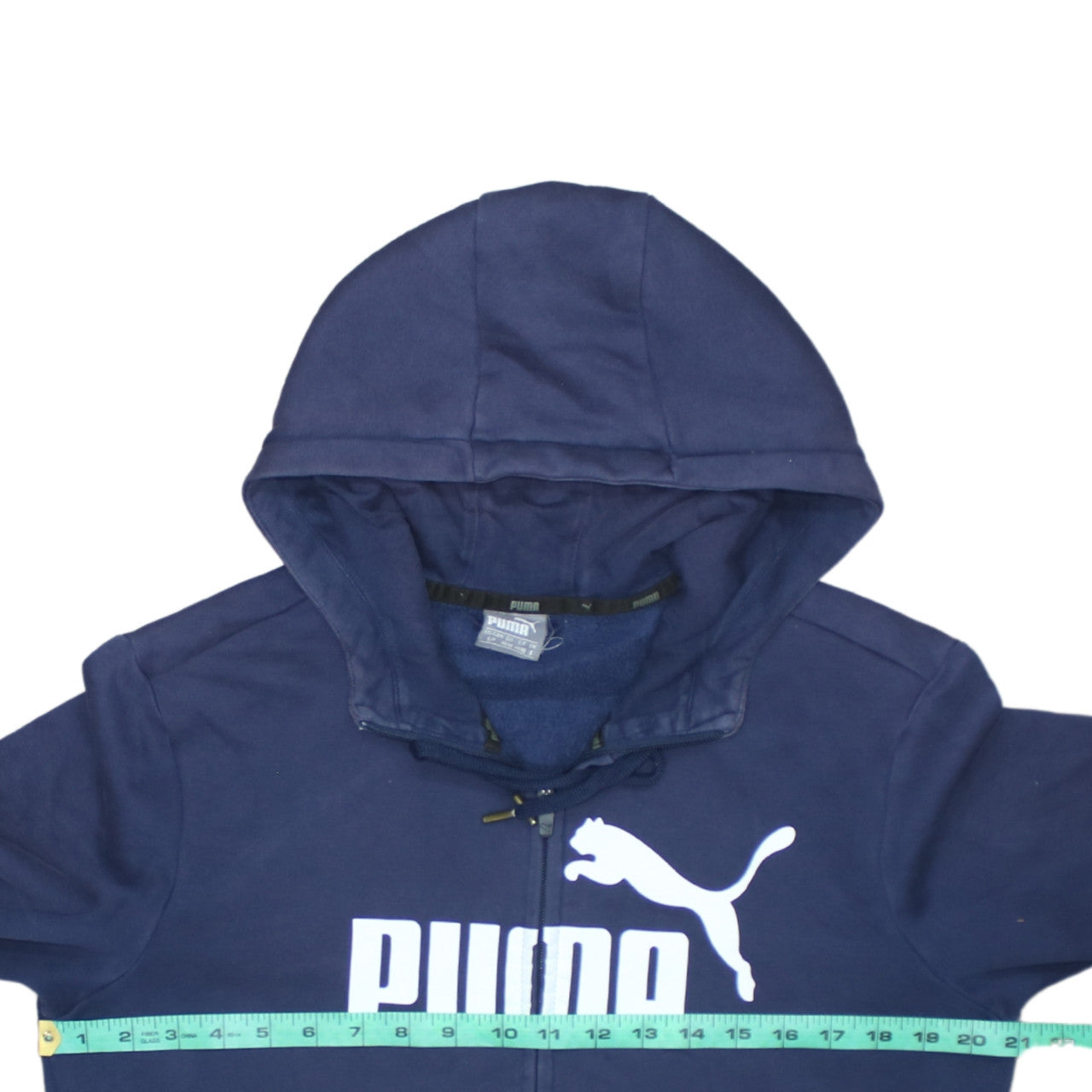 Puma Men's Blue Full Zip Hoodie Small Logo Graphic Cotton