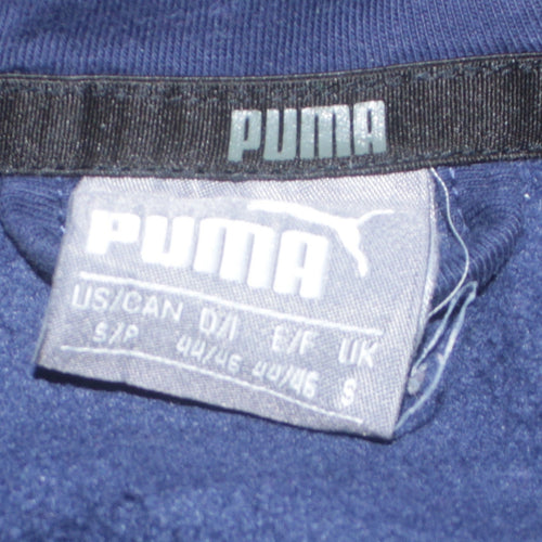 Puma Men's Blue Full Zip Hoodie Small Logo Graphic Cotton