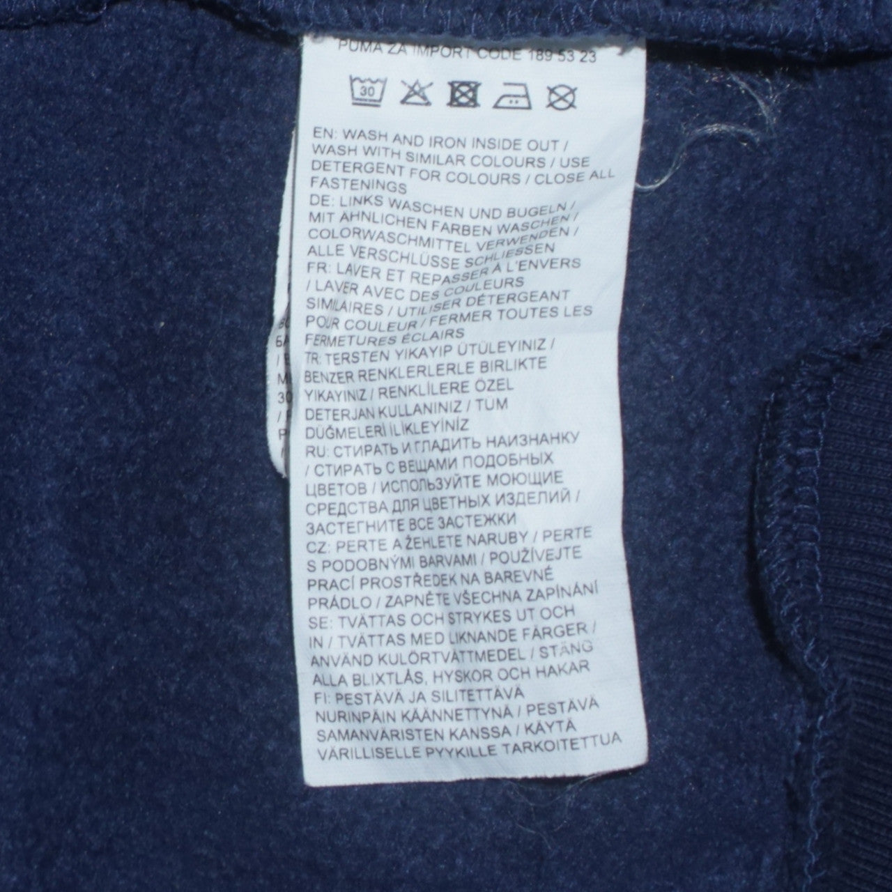 Puma Men's Blue Full Zip Hoodie Small Logo Graphic Cotton