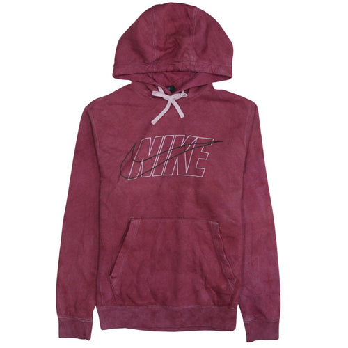 Nike Men's Red Pullover Hoodie Small Cotton Blend Graphic Print