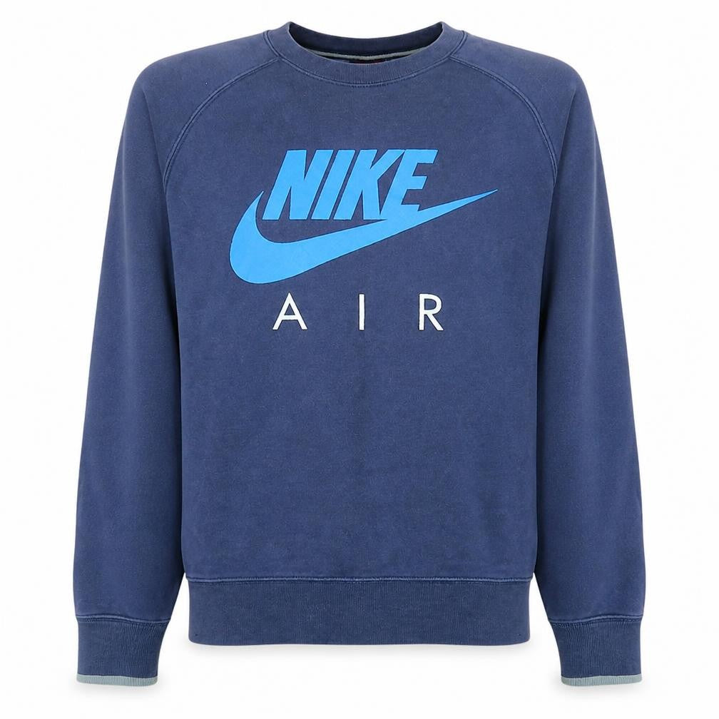 Front view of Nike Men's Blue Air Logo Pullover Sweatshirt, size M