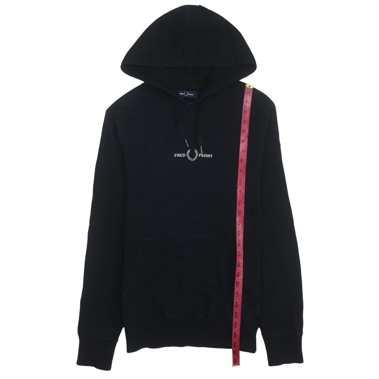 Fred Perry Men's Black Pullover Hoodie Small Classic Logo