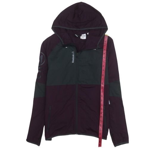 Reebok Womens Purple Black Full Zip Hoodie Size L Lightweight Sportswear