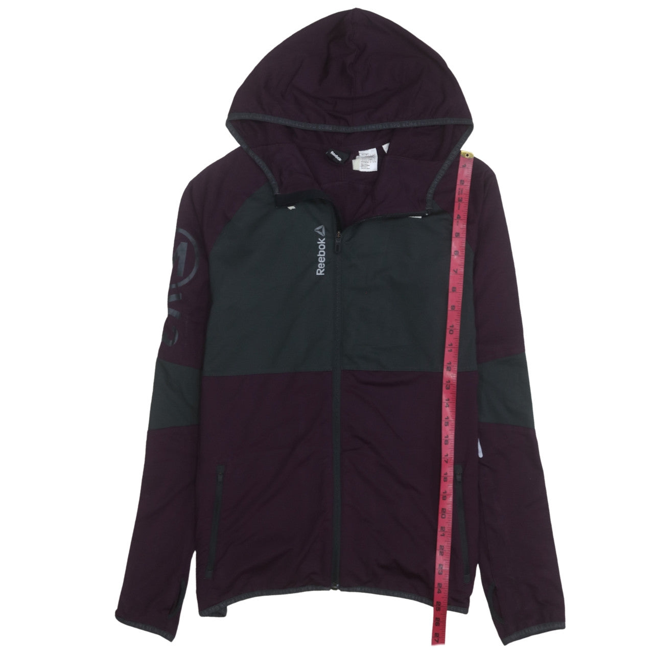 Reebok Womens Purple Black Full Zip Hoodie Size L Lightweight Sportswear
