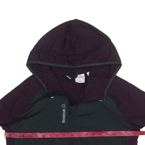 Reebok Womens Purple Black Full Zip Hoodie Size L Lightweight Sportswear