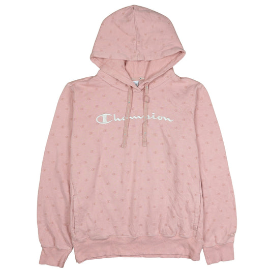 Champion Womens Pink XL Pullover Hoodie Embroidered Logo Sweatshirt
