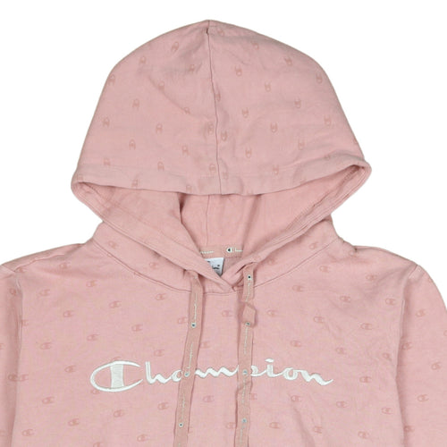 Champion Womens Pink XL Pullover Hoodie Embroidered Logo Sweatshirt
