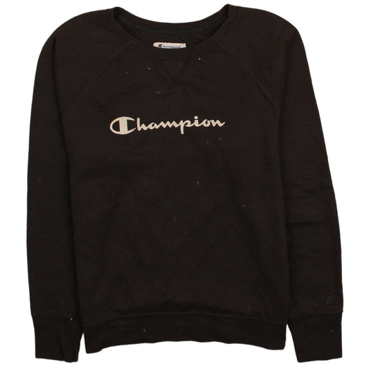 Champion Men’s Black Pullover Sweatshirt L Crew Neck Logo Regular Fit
