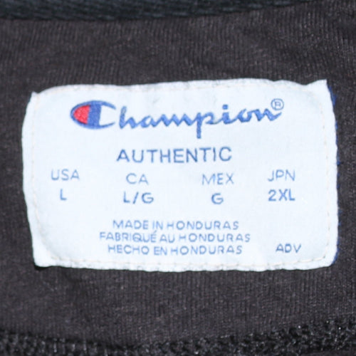 Champion Men’s Black Pullover Sweatshirt L Crew Neck Logo Regular Fit