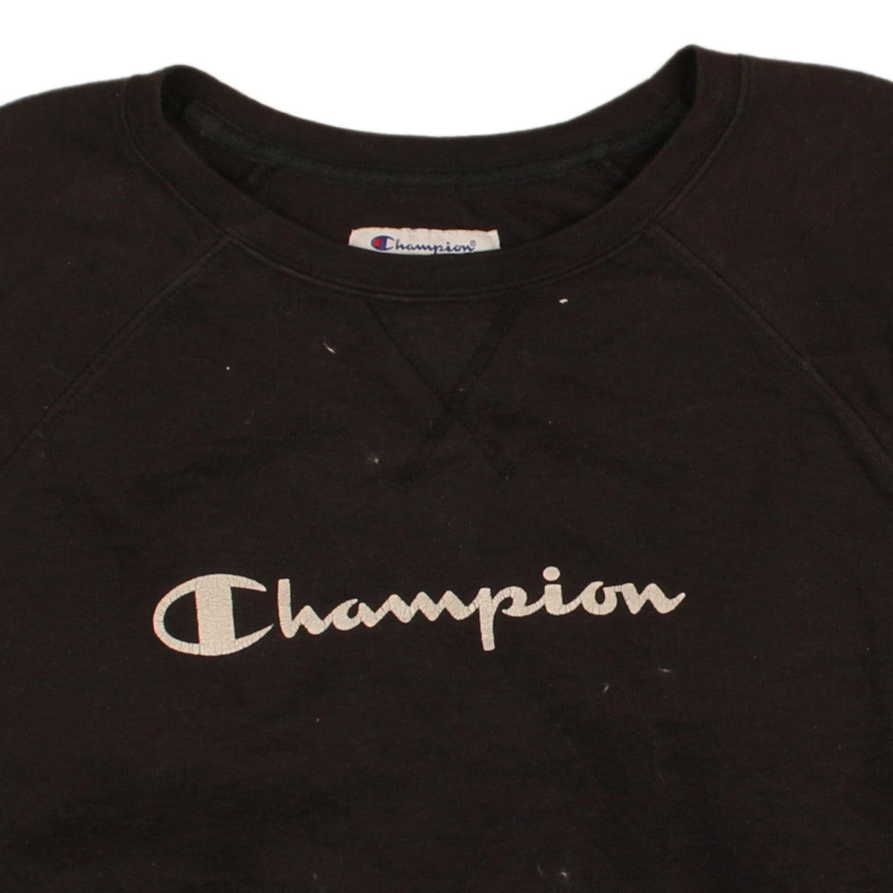 Champion Men’s Black Pullover Sweatshirt L Crew Neck Logo Regular Fit