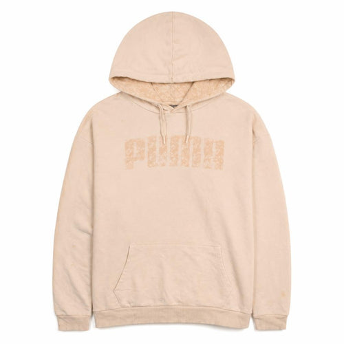 Puma Women Beige Pullover Hoodie XL Logo Print Casual Sweatshirt