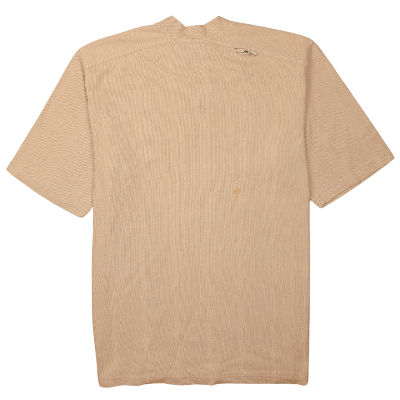 Adidas Men Beige V-Neck Short Sleeve Vintage Casual Top L