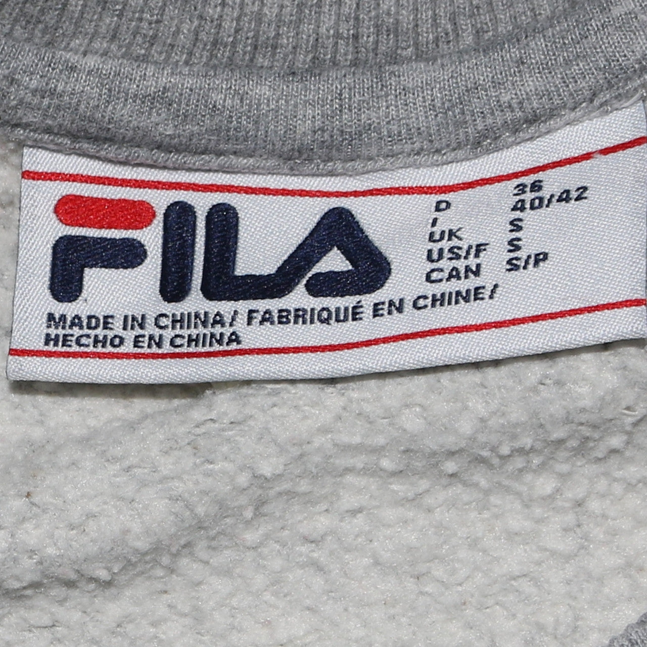 FILA Men's Grey Pullover Sweatshirt Size S Classic Crew Neck