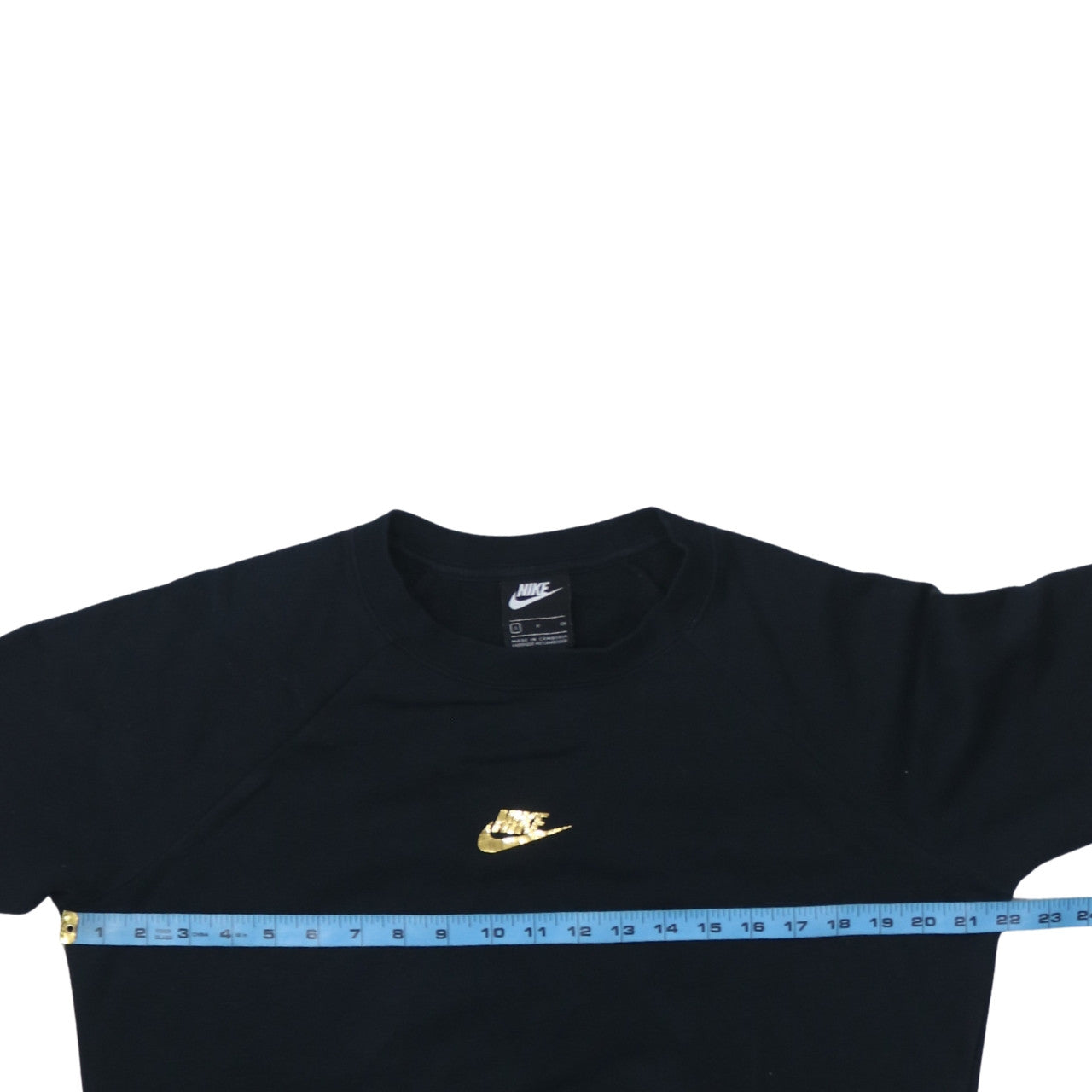Nike Women Black Gold Logo Crew Neck Cotton Sweatshirt S