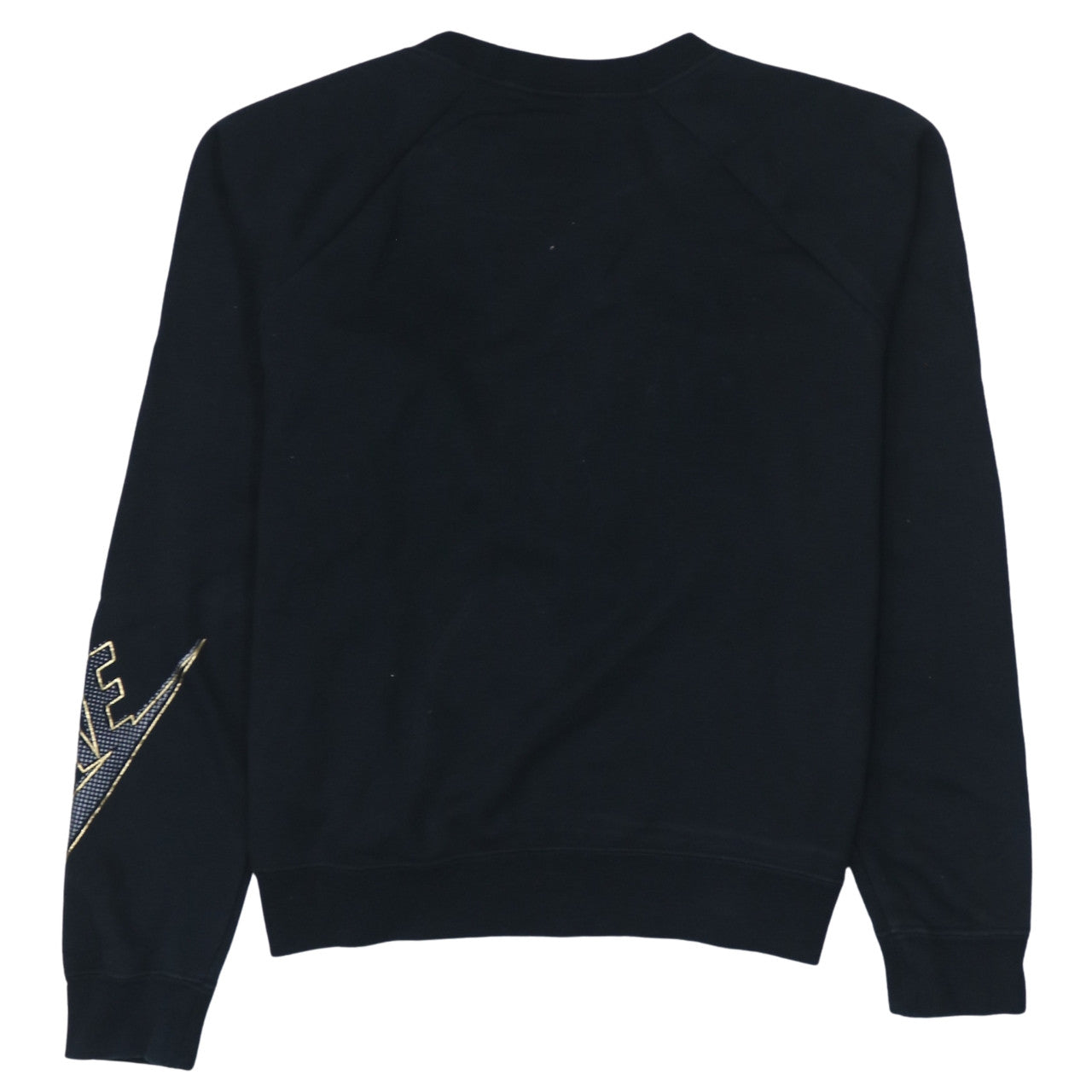 Nike Women Black Gold Logo Crew Neck Cotton Sweatshirt S