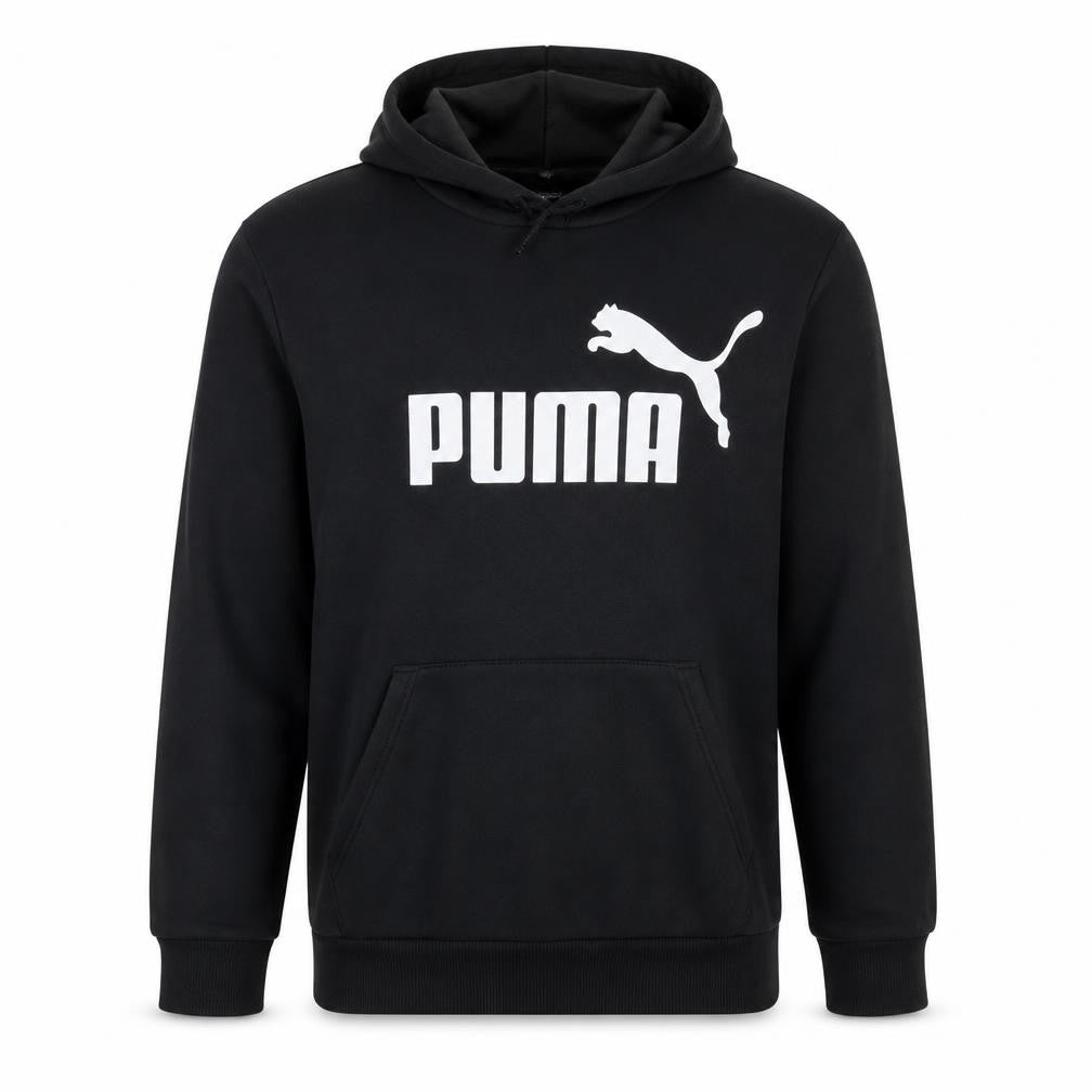 Front view of Puma Men's Black XL Pullover Hoodie with Logo Front
