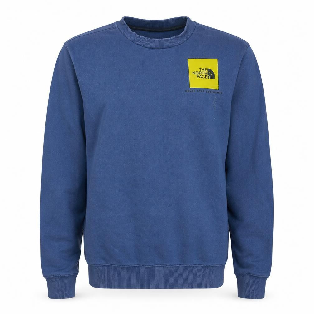 Front view of The North Face Men’s Blue Logo Pullover Sweatshirt, size S