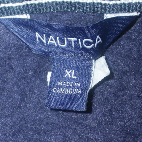 Nautica Women’s Navy Blue Hooded Pullover Sweatshirt XL Cotton Blend