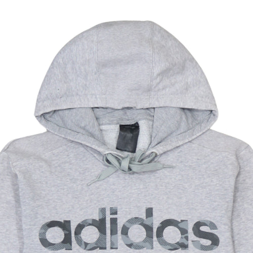 Adidas Men's Grey Pullover Hoodie XS Logo Fleece Sweatshirt