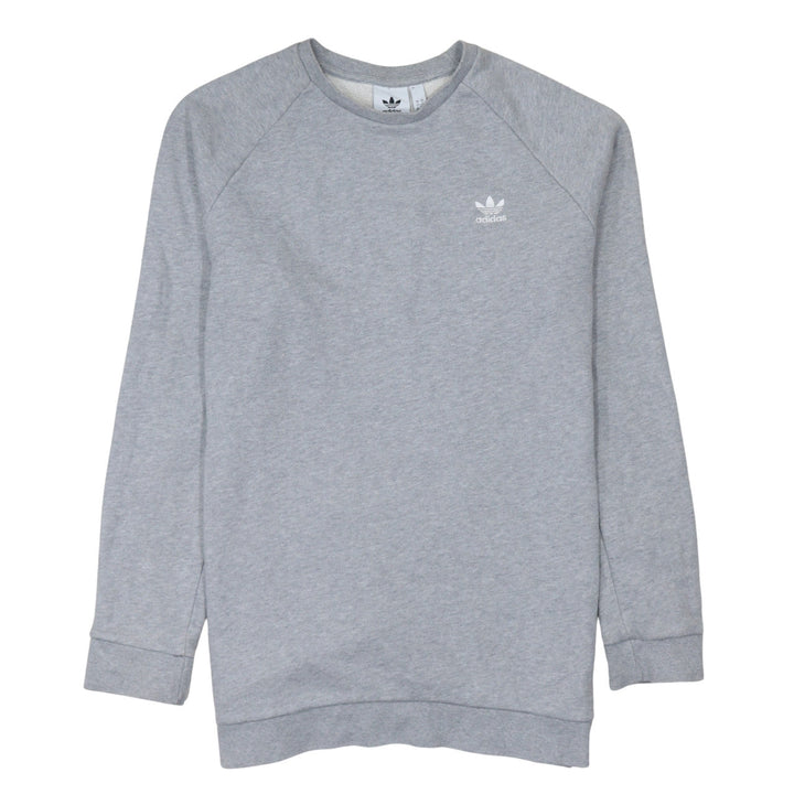 Adidas Men's Grey Pullover Sweatshirt L Crew Neck Logo Fleece